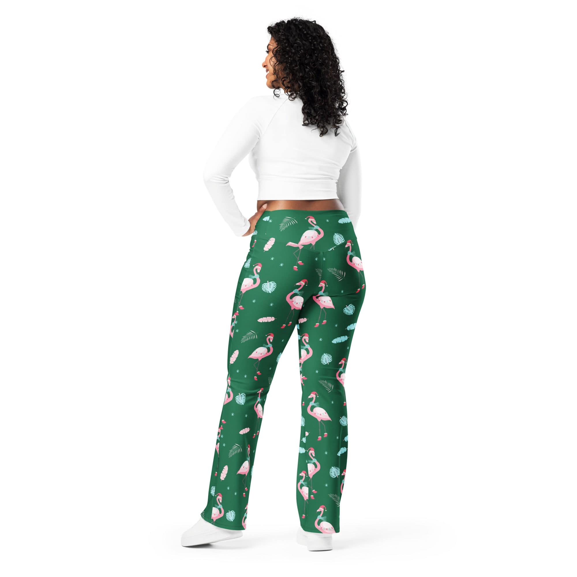 Christmassy Flamingos Flare Leggings