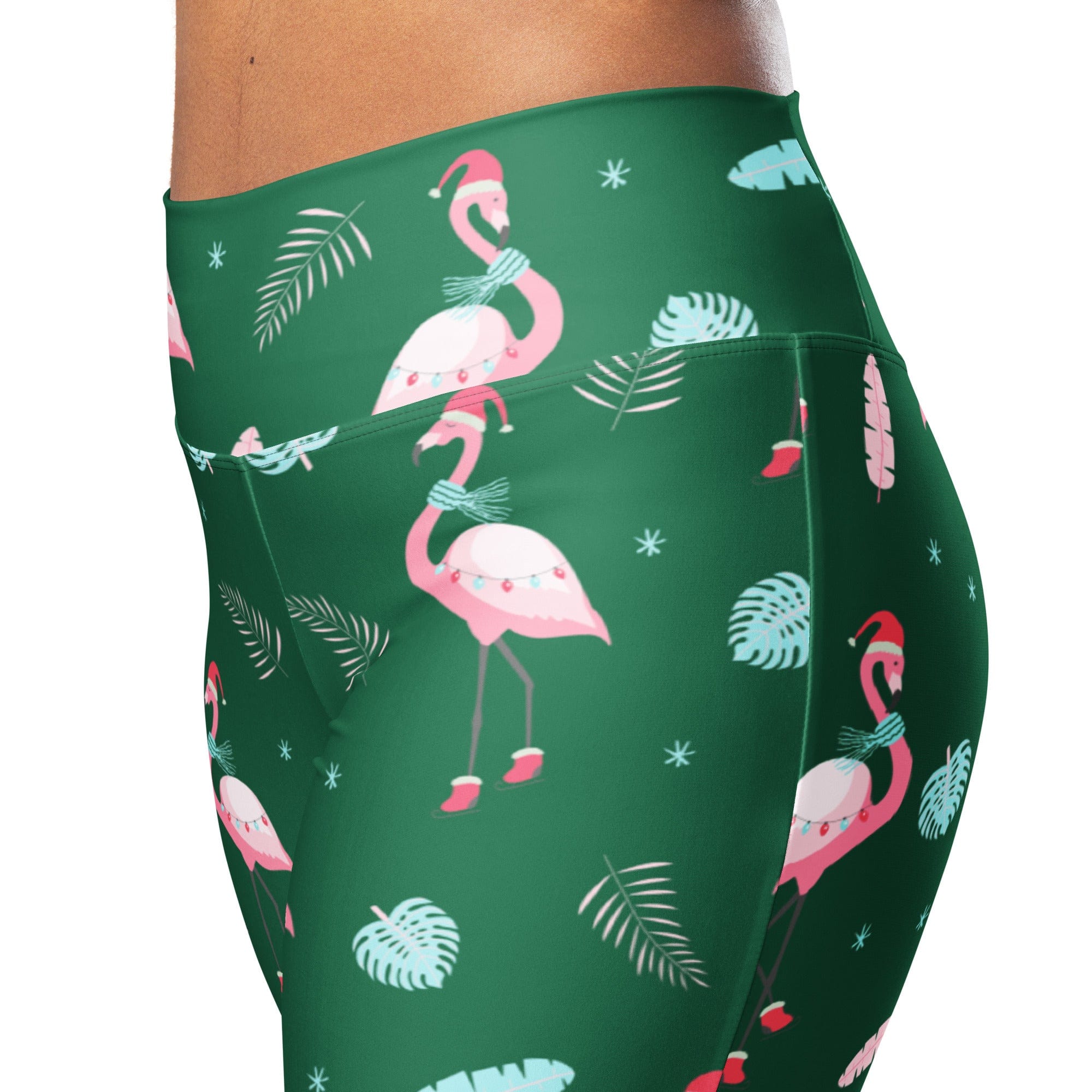 Christmassy Flamingos Flare Leggings