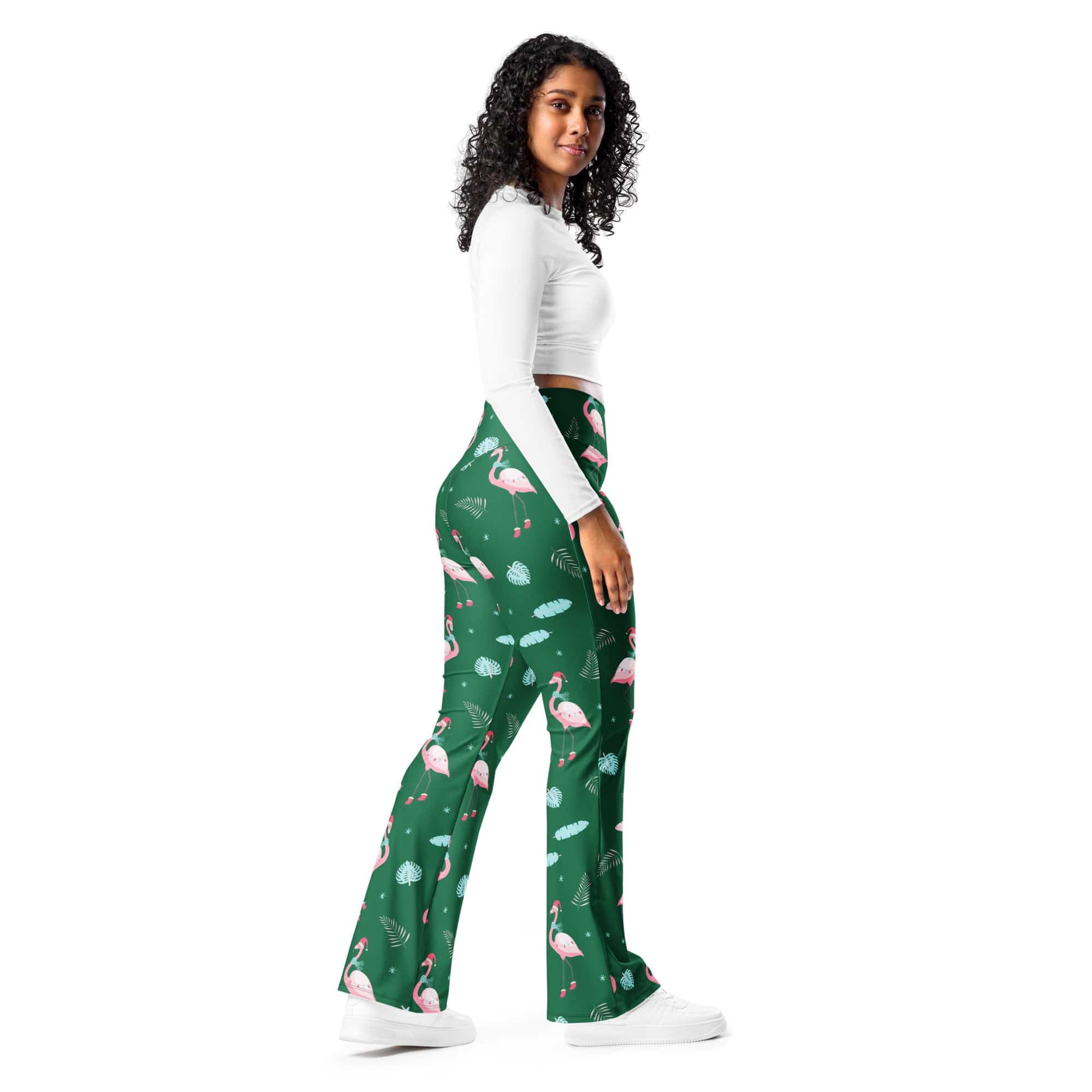 Christmassy Flamingos Flare Leggings