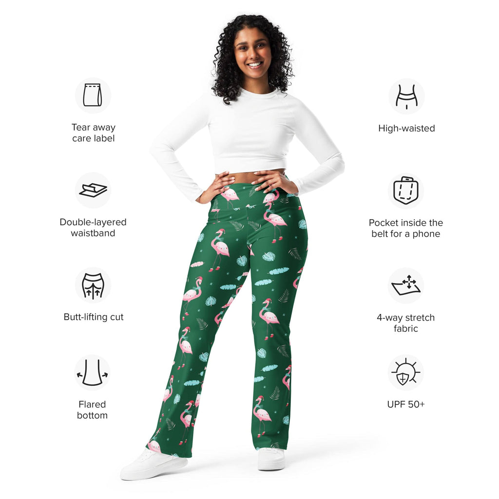 Christmassy Flamingos Flare Leggings