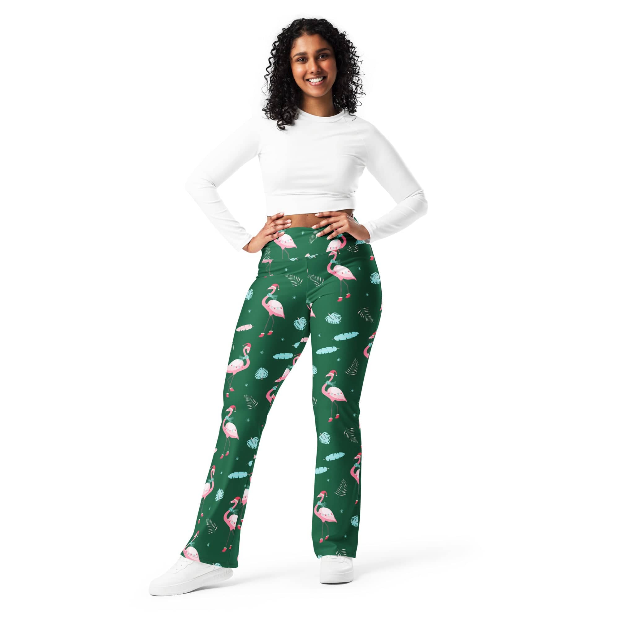 Christmassy Flamingos Flare Leggings