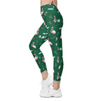Christmassy Flamingos Leggings With Pockets