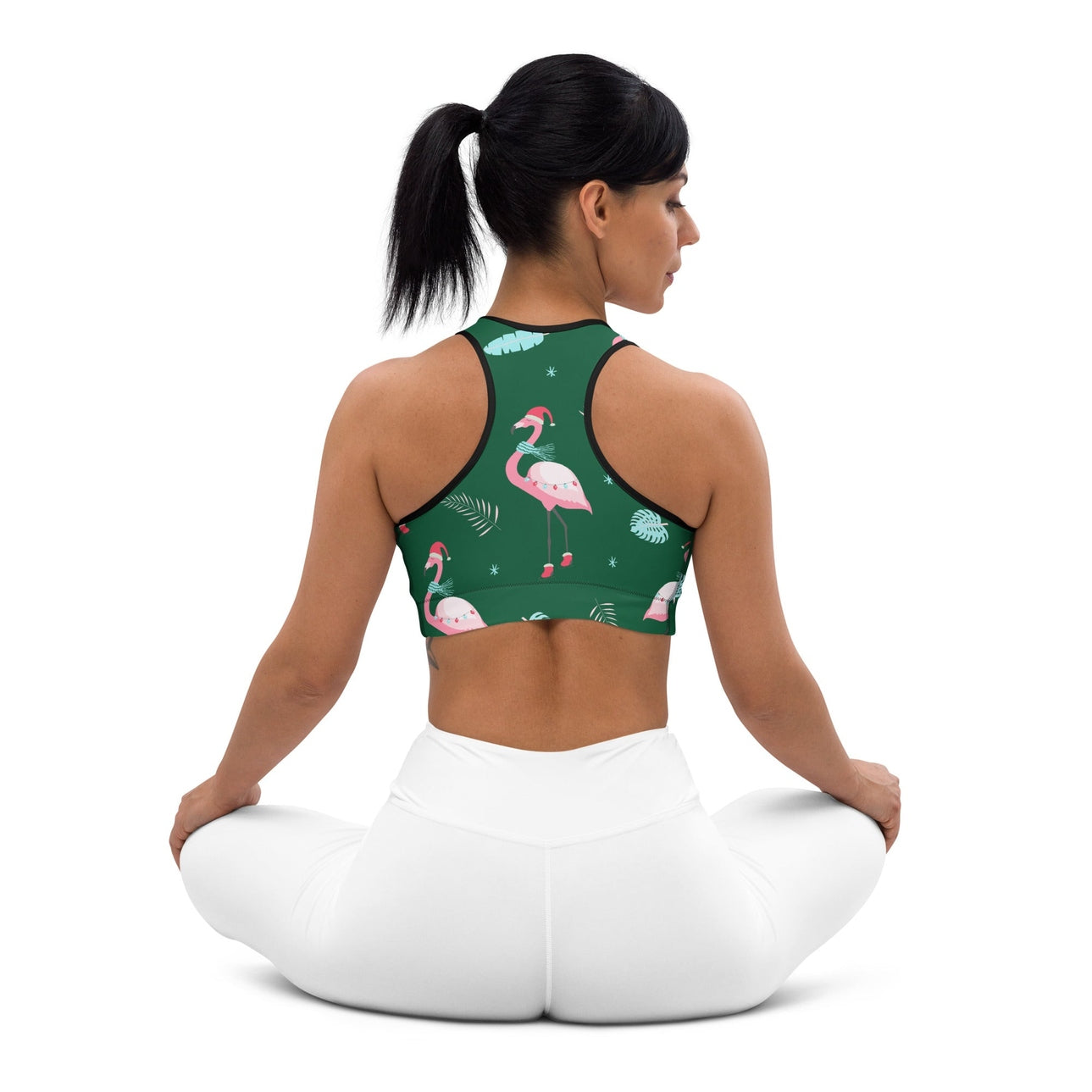 Christmassy Flamingos Sports Bra