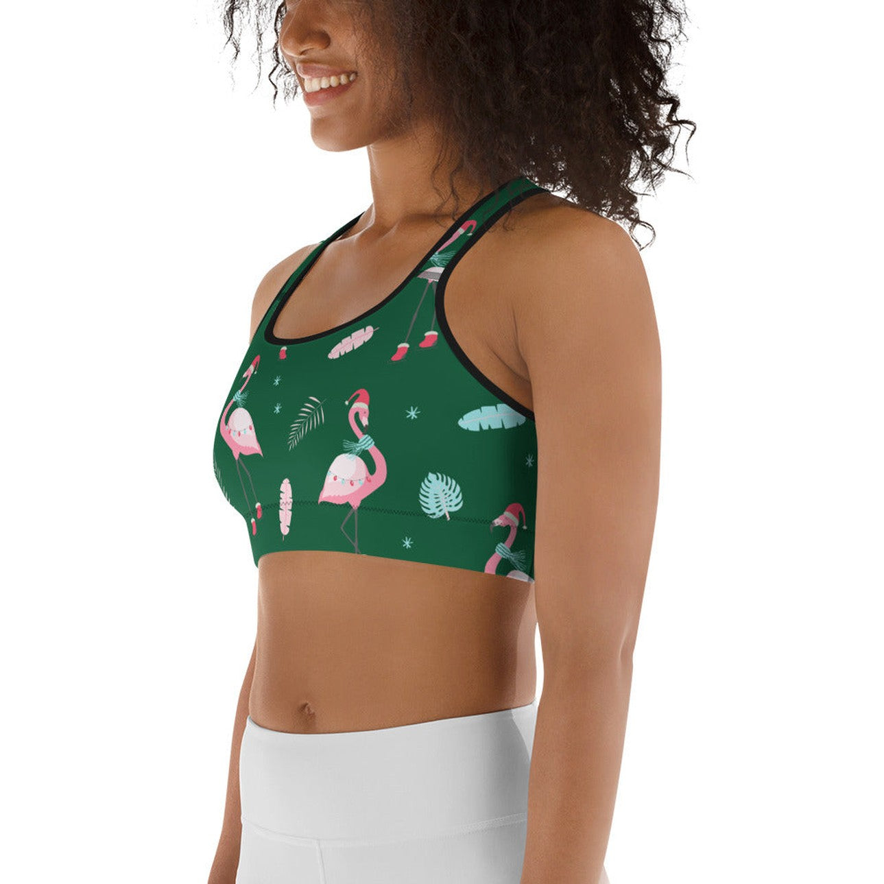 Christmassy Flamingos Sports Bra