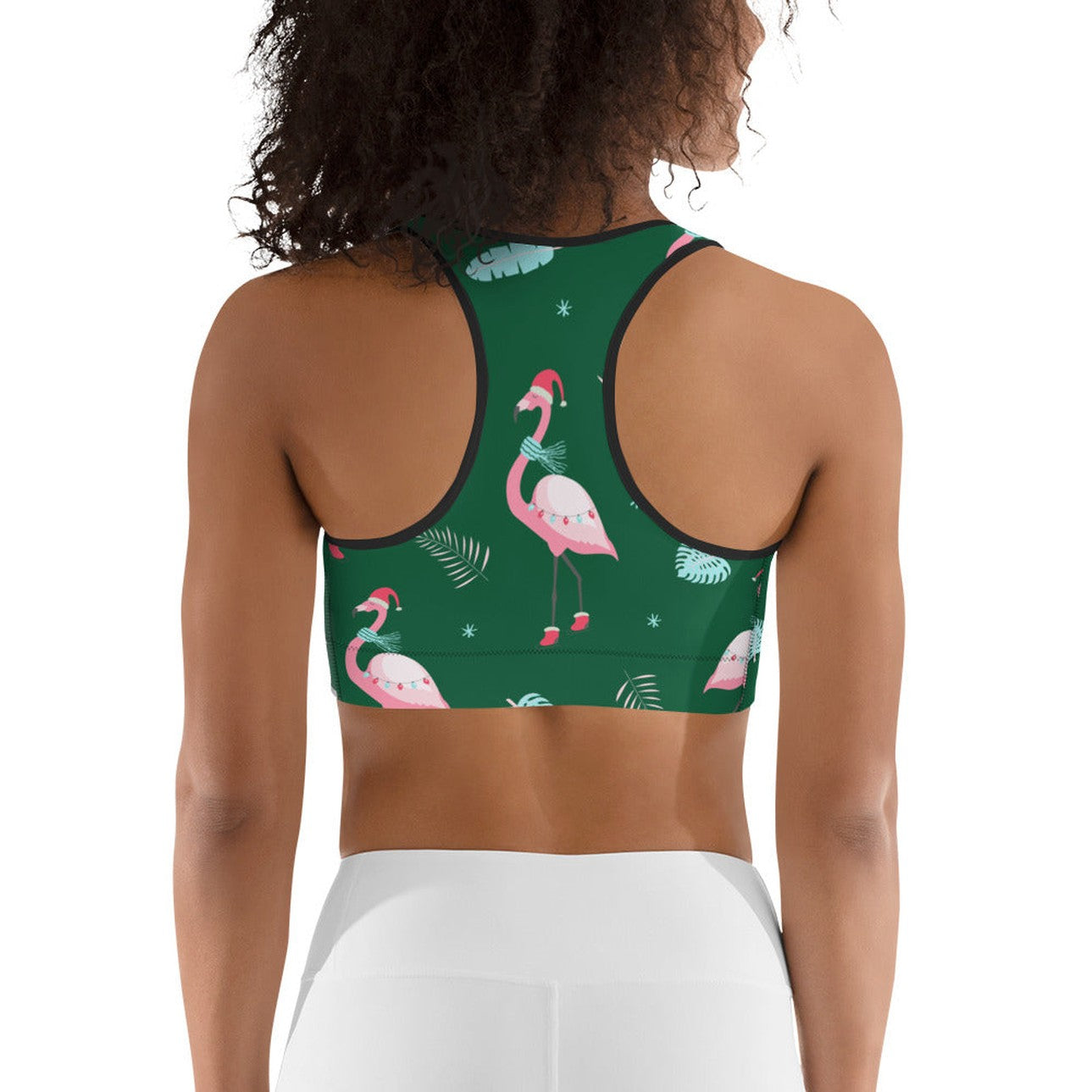 Christmassy Flamingos Sports Bra