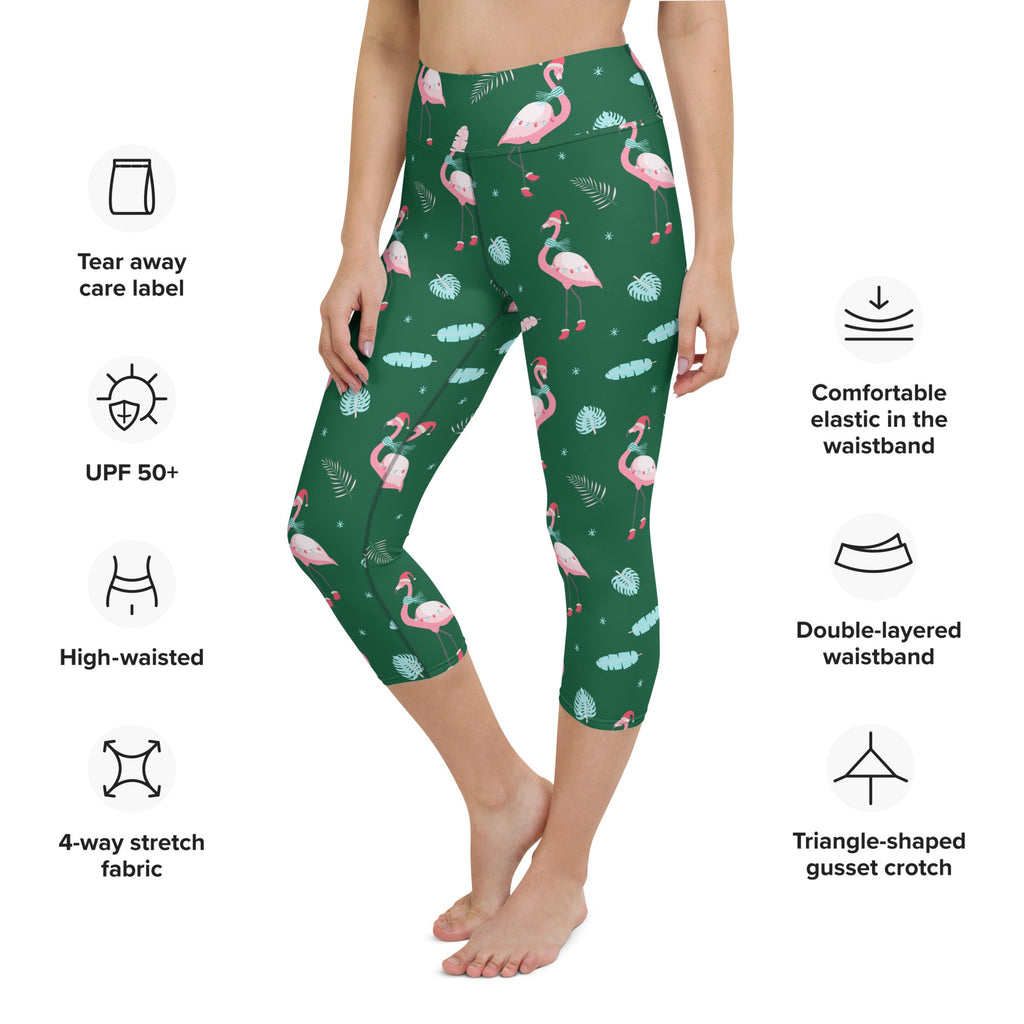 Christmassy Flamingos Yoga Capris