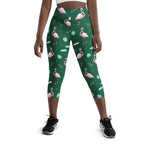 Christmassy Flamingos Yoga Capris