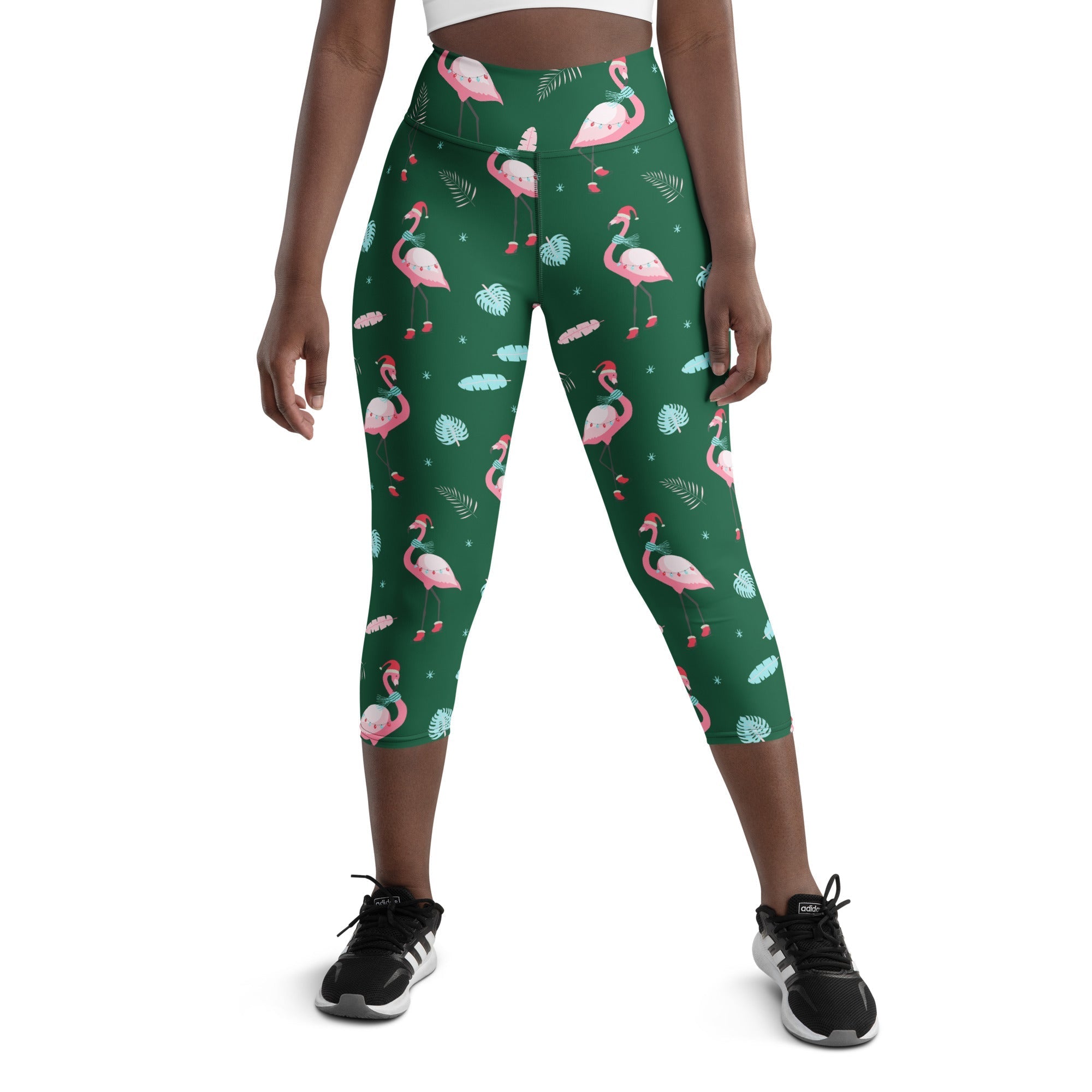 Christmassy Flamingos Yoga Capris