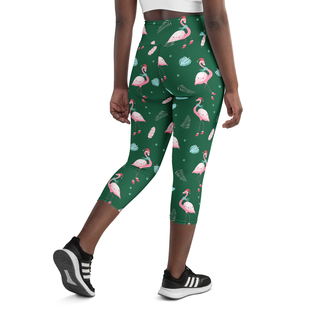 Christmassy Flamingos Yoga Capris