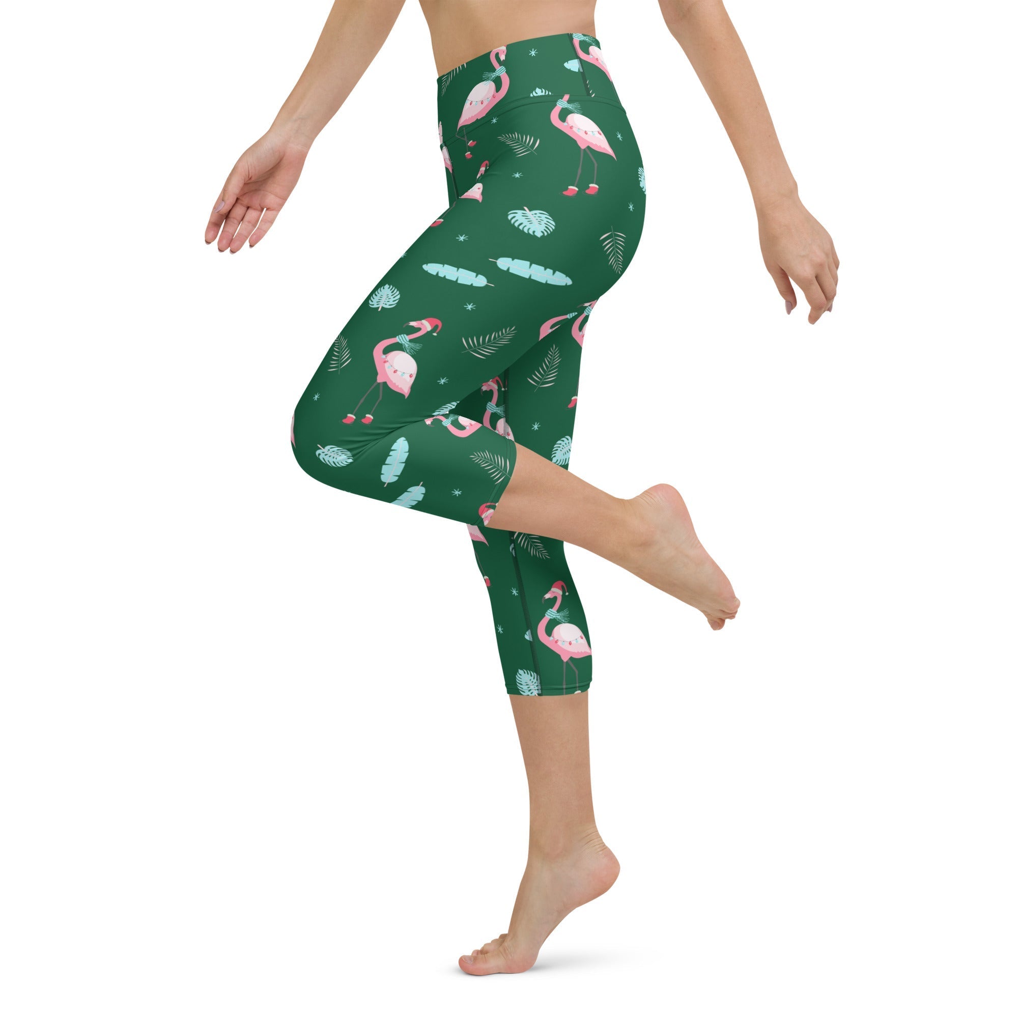 Christmassy Flamingos Yoga Capris