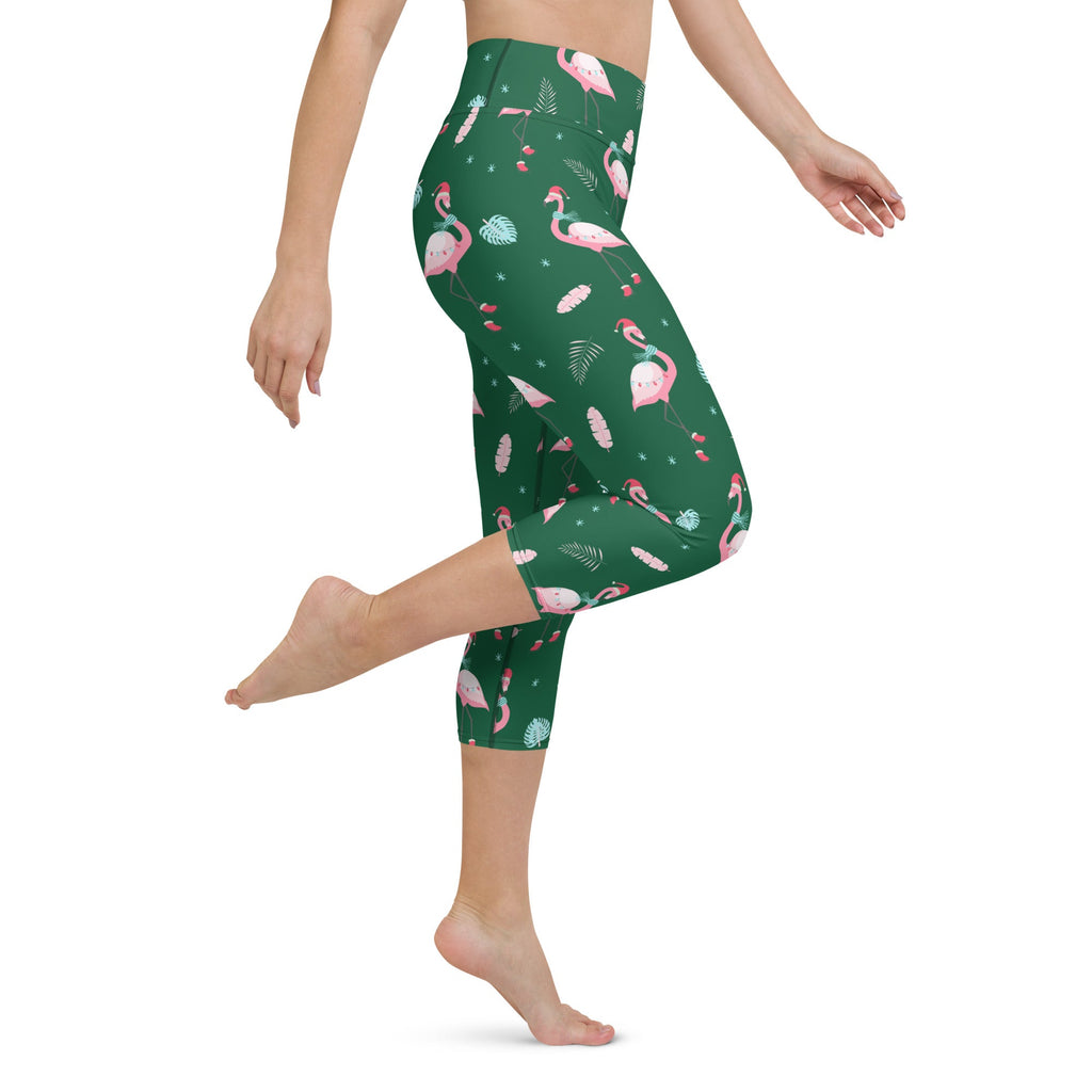 Christmassy Flamingos Yoga Capris