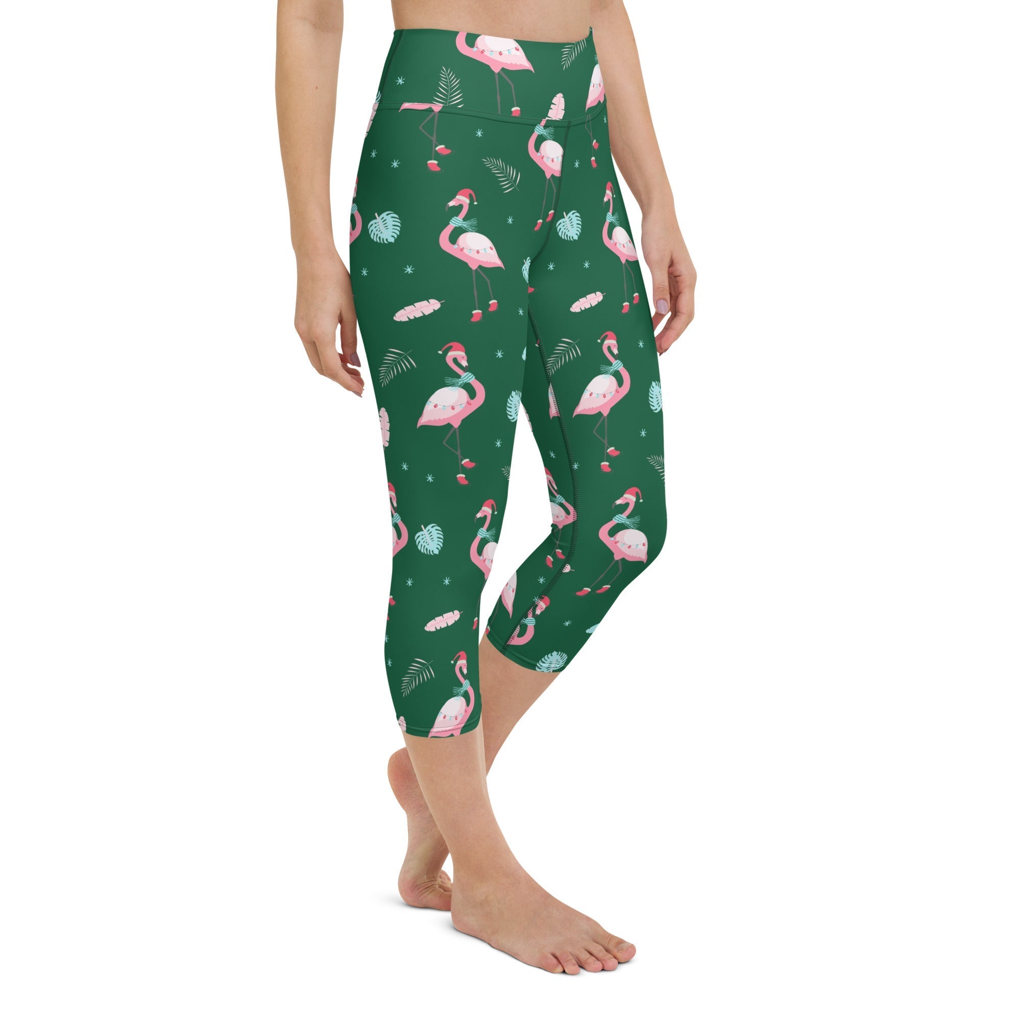 Christmassy Flamingos Yoga Capris