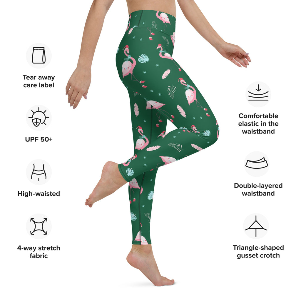 Christmassy Flamingos Yoga Leggings