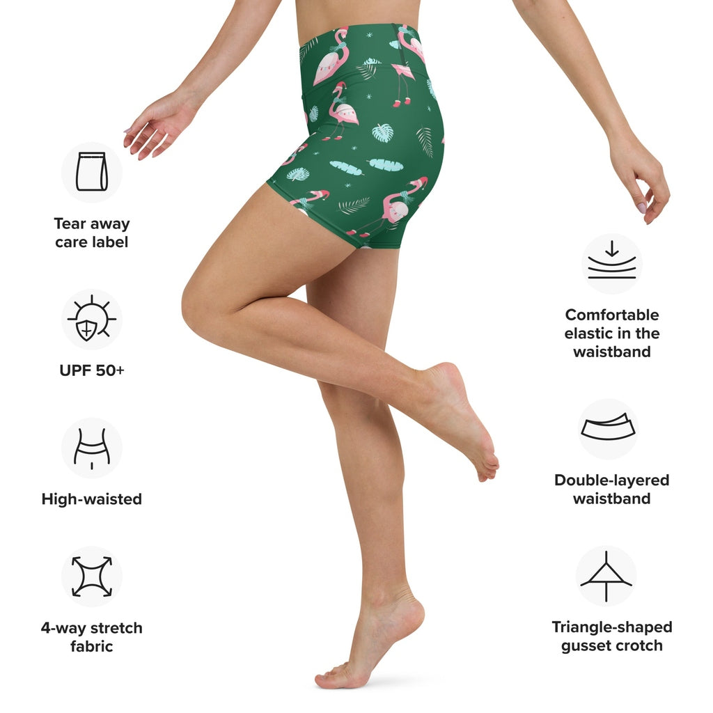 Christmassy Flamingos Yoga Shorts