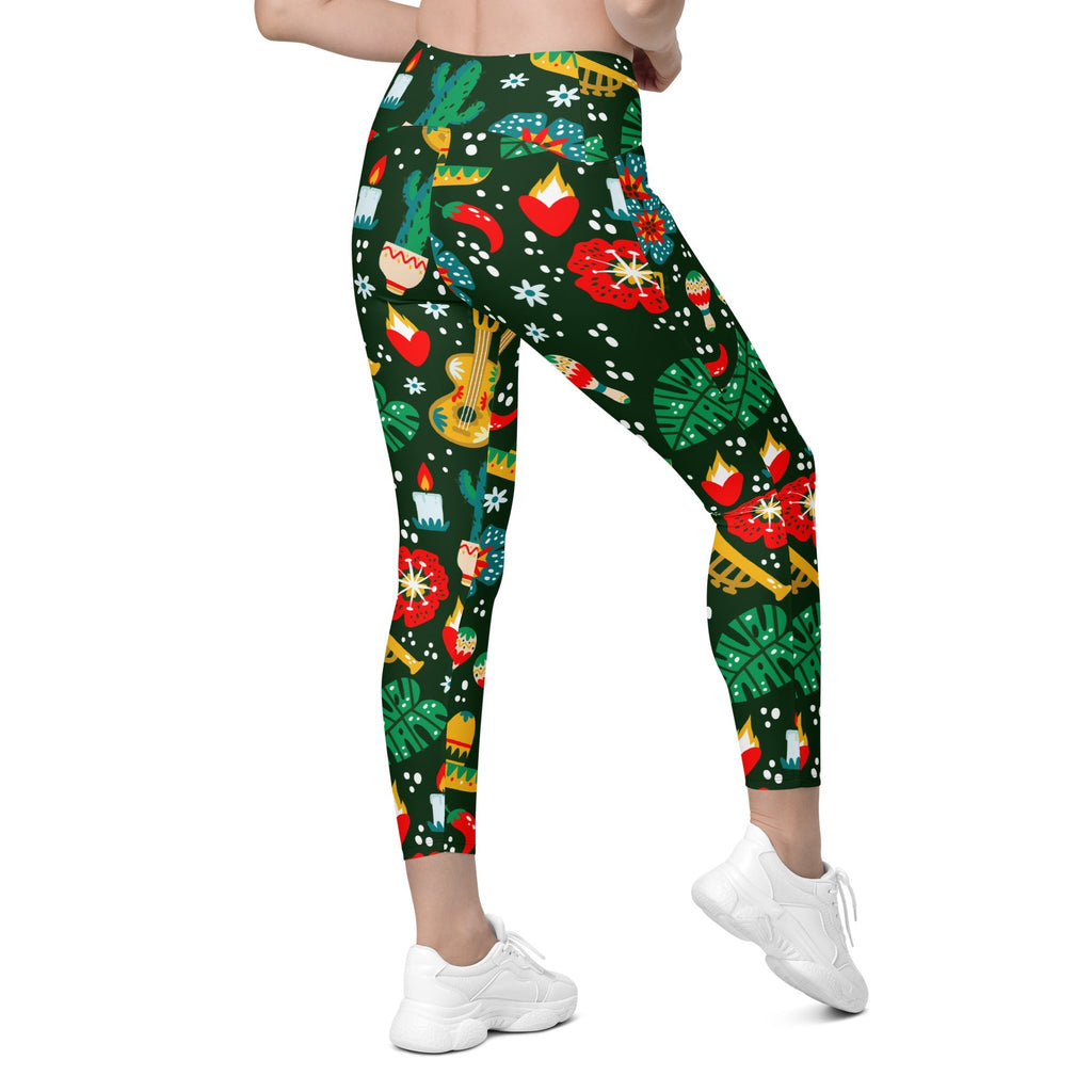 Cinco de Mayo Crossover Leggings With Pockets