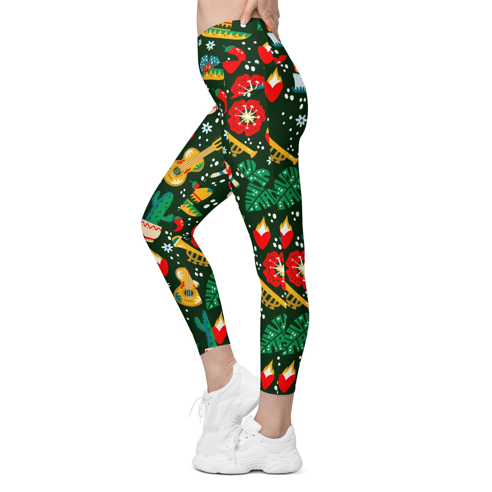 Cinco de Mayo Crossover Leggings With Pockets