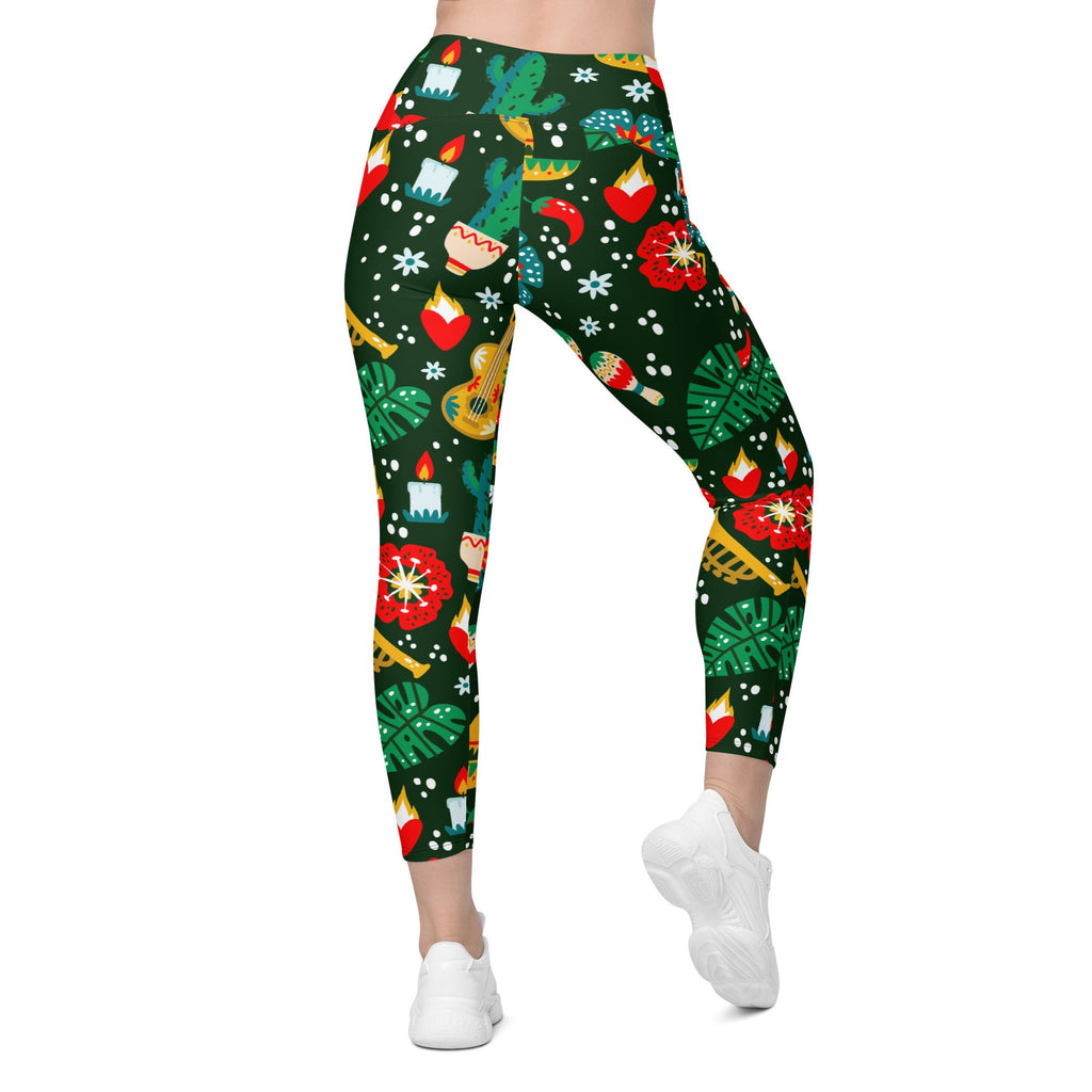 Cinco de Mayo Crossover Leggings With Pockets