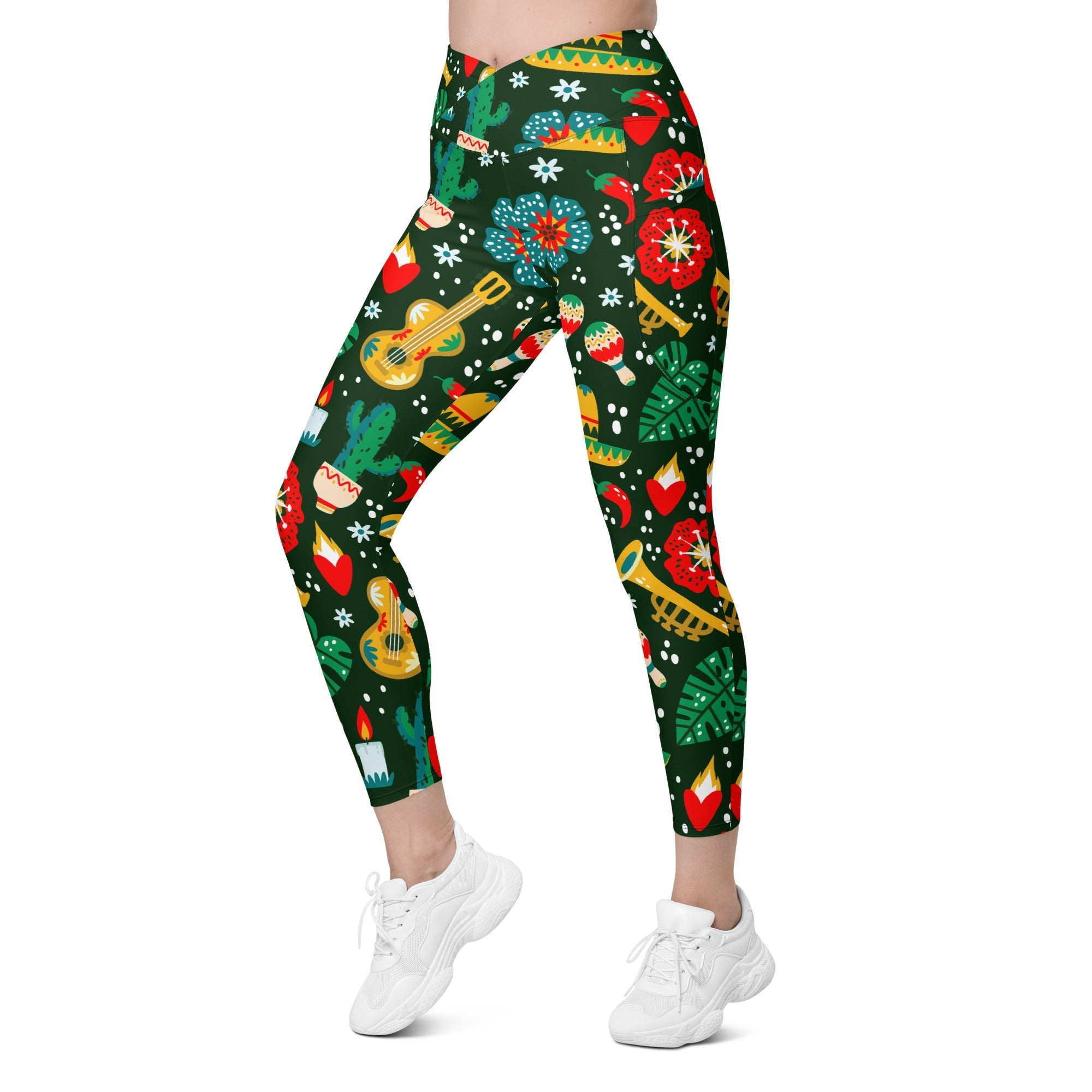 Cinco de Mayo Crossover Leggings With Pockets