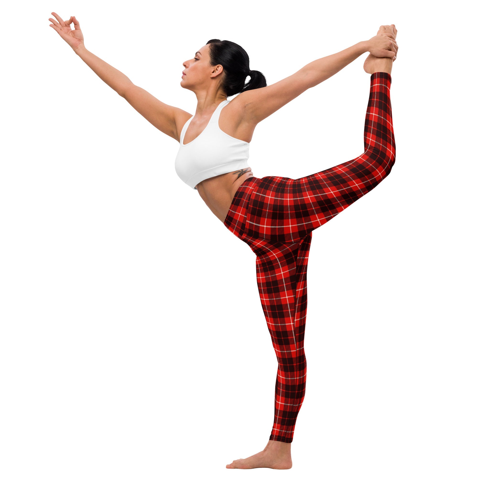 Classic Red Tartan Yoga Leggings