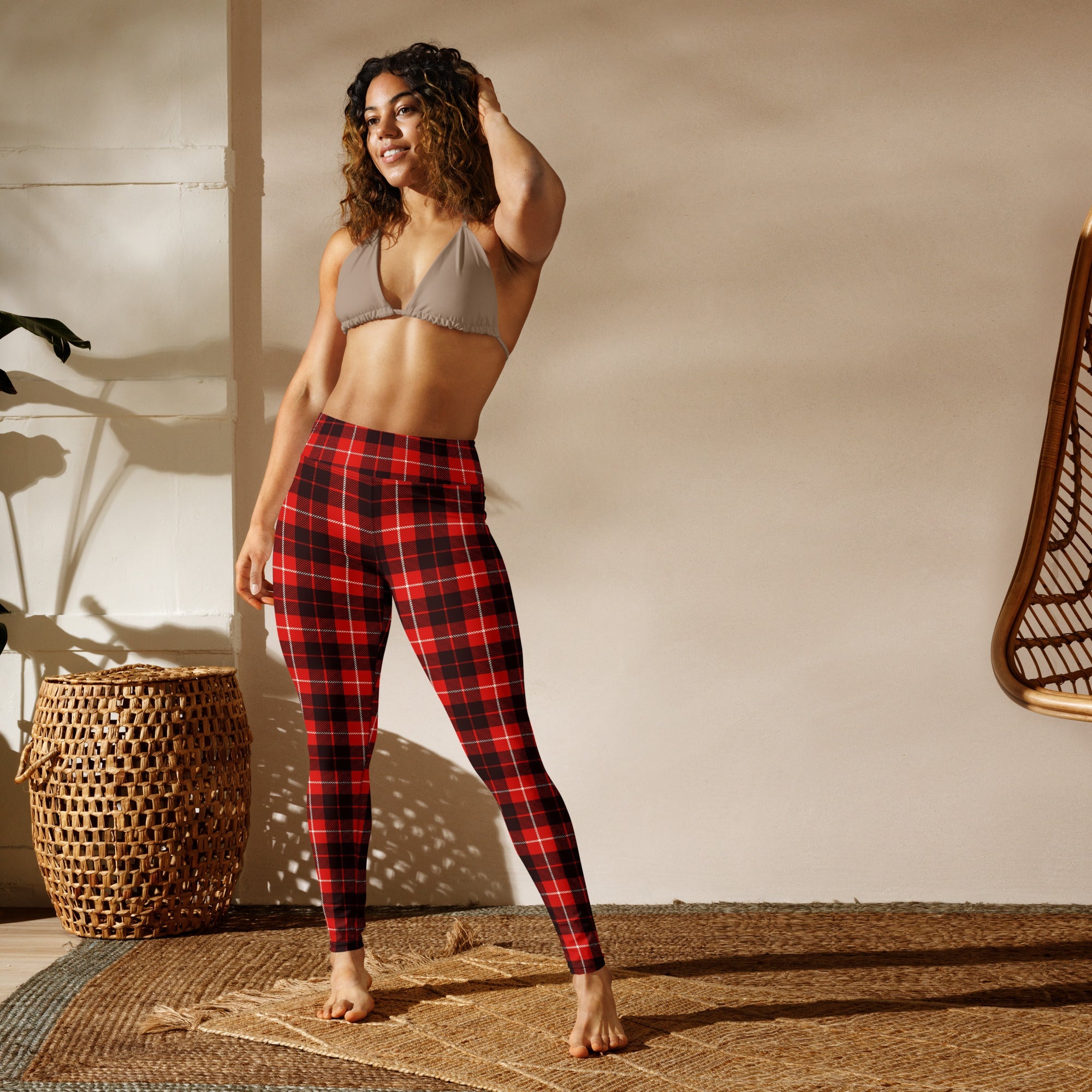 Classic Red Tartan Yoga Leggings