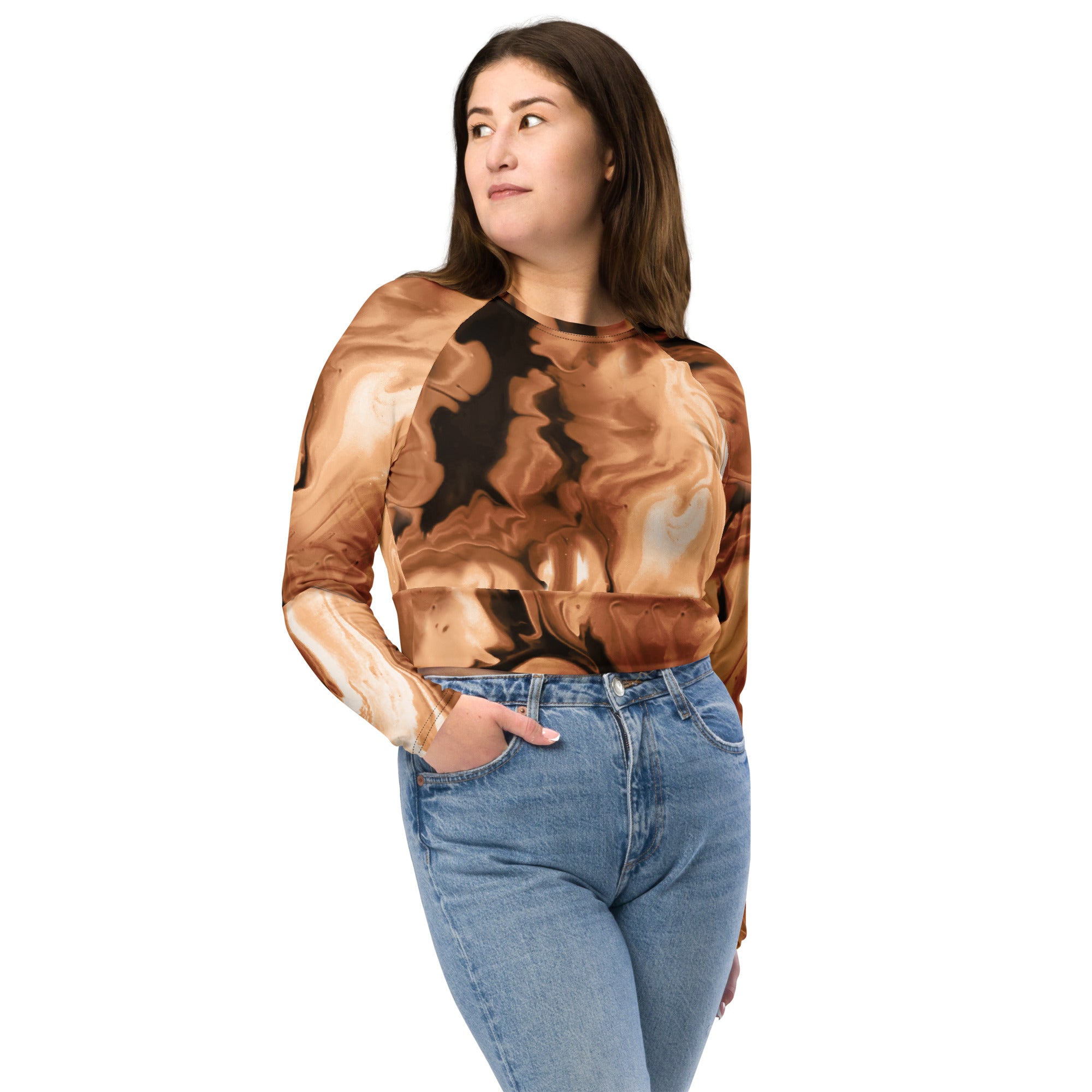 Coffee Essence Recycled Long-sleeve Crop Top