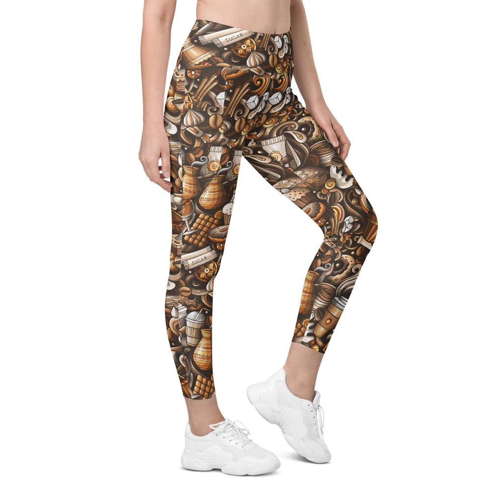 Coffee Shop Print Leggings With Pockets