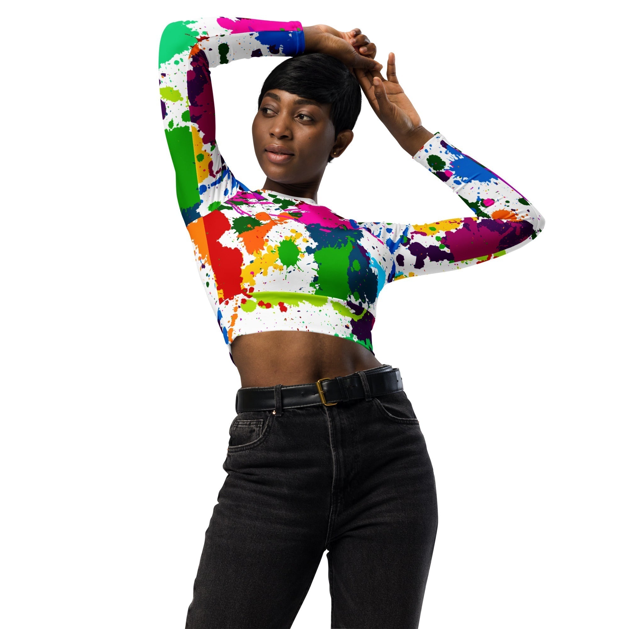 Color Splash Recycled Long-sleeve Crop Top