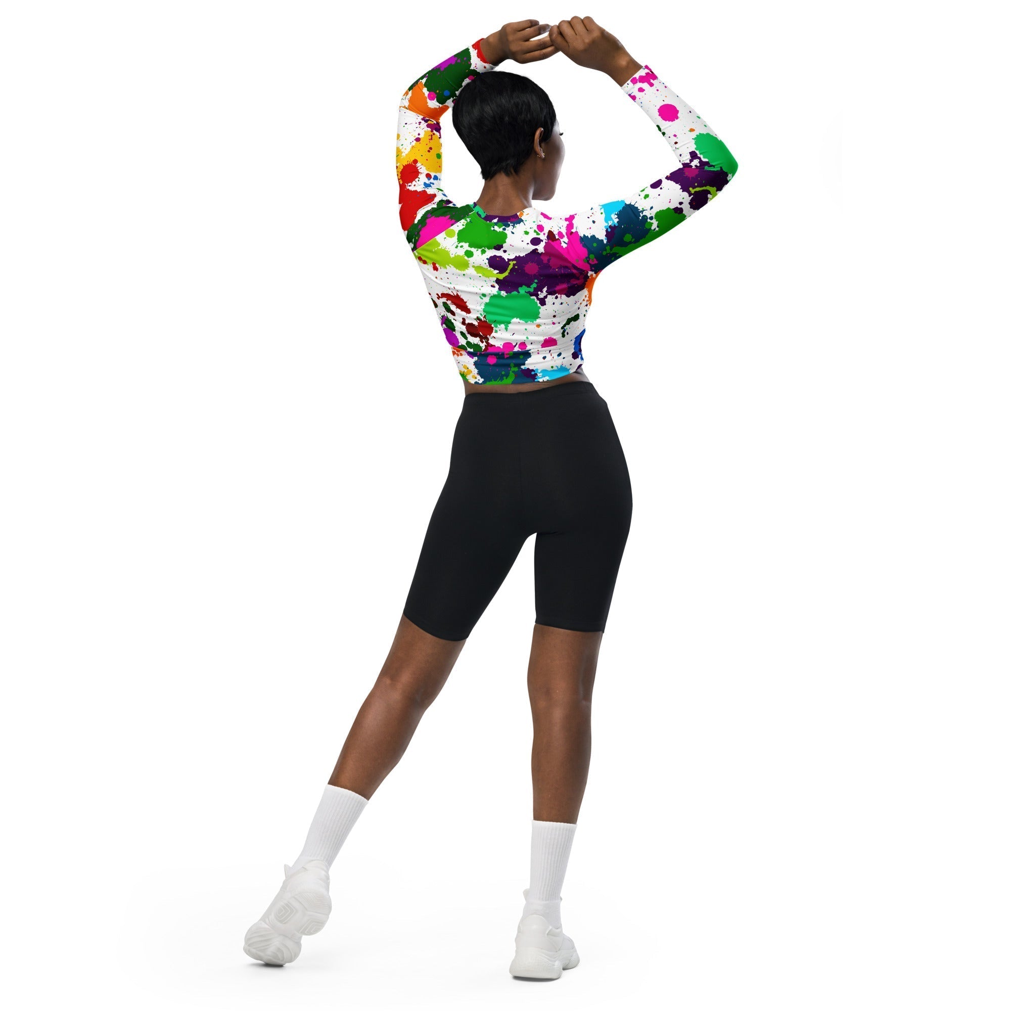 Color Splash Recycled Long-sleeve Crop Top