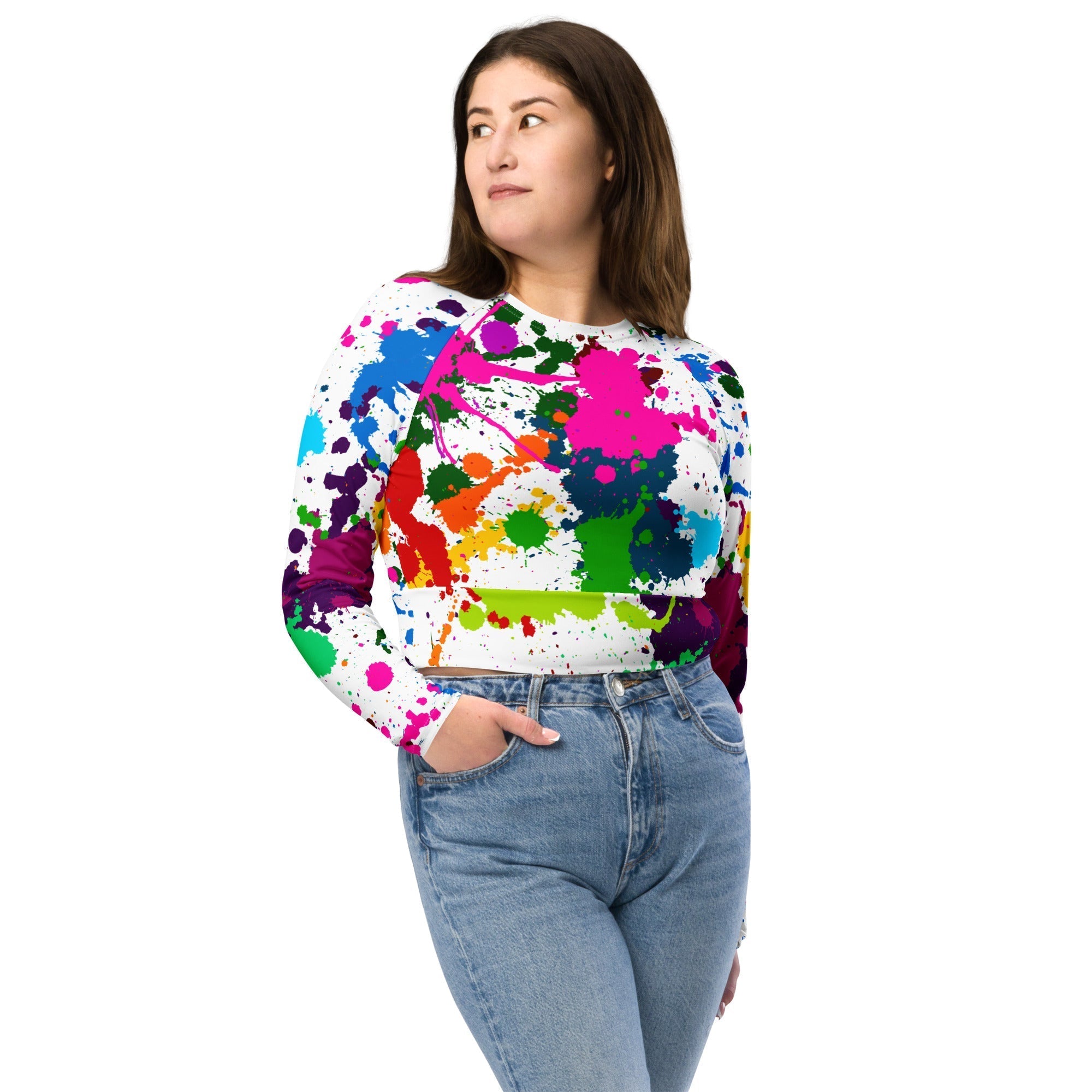 Color Splash Recycled Long-sleeve Crop Top