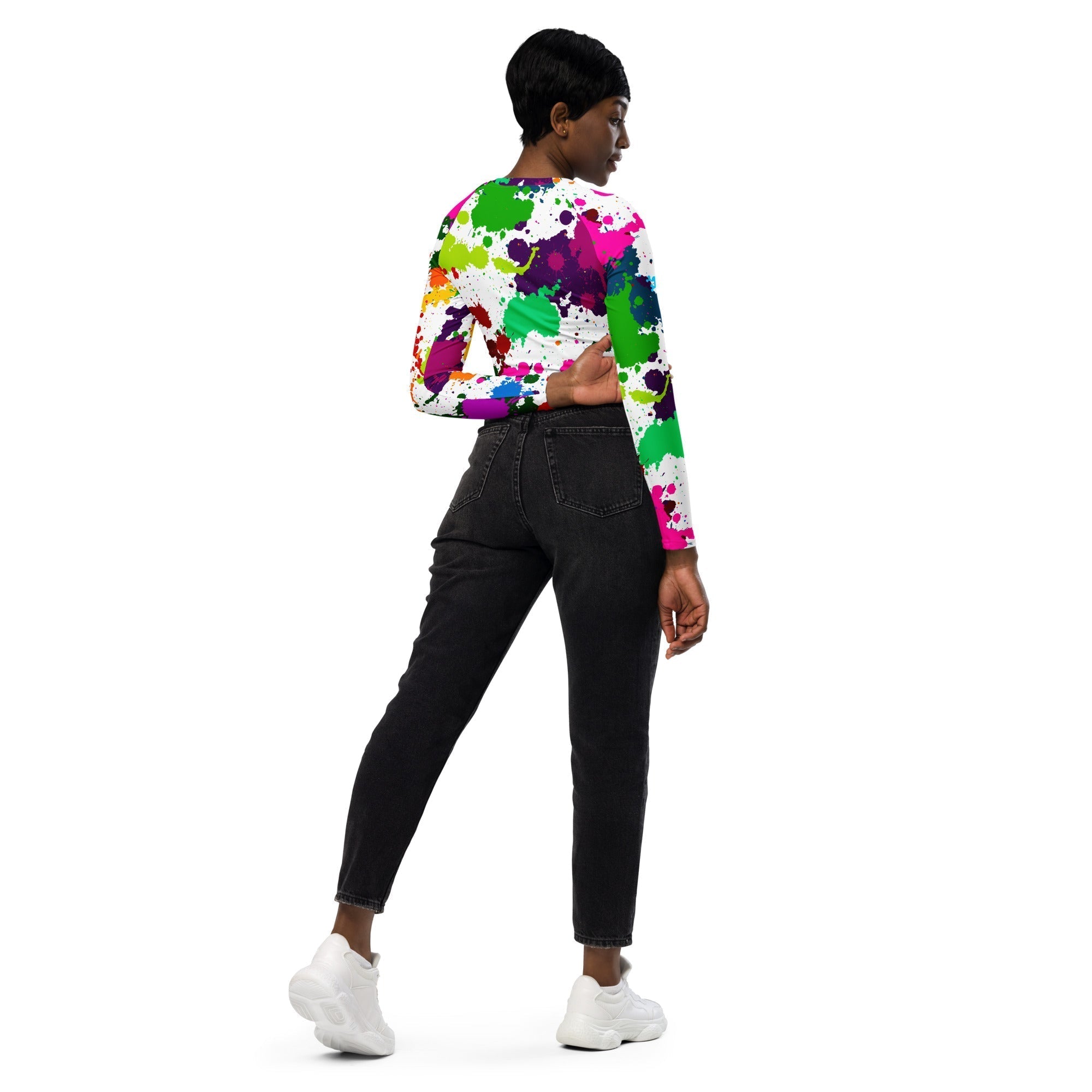 Color Splash Recycled Long-sleeve Crop Top