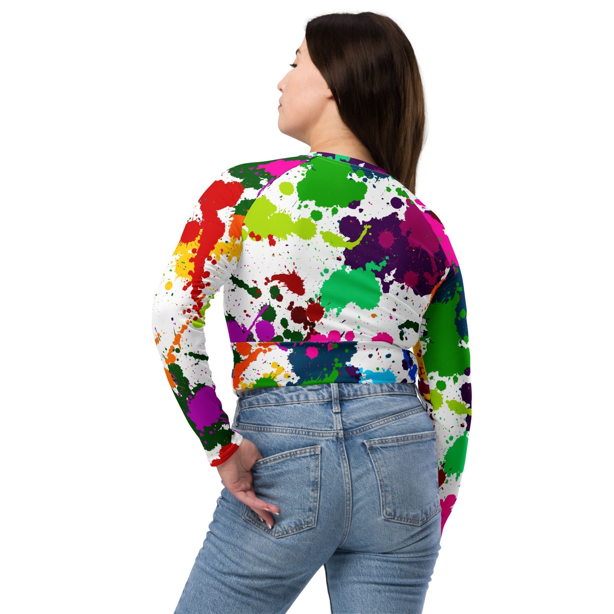 Color Splash Recycled Long-sleeve Crop Top