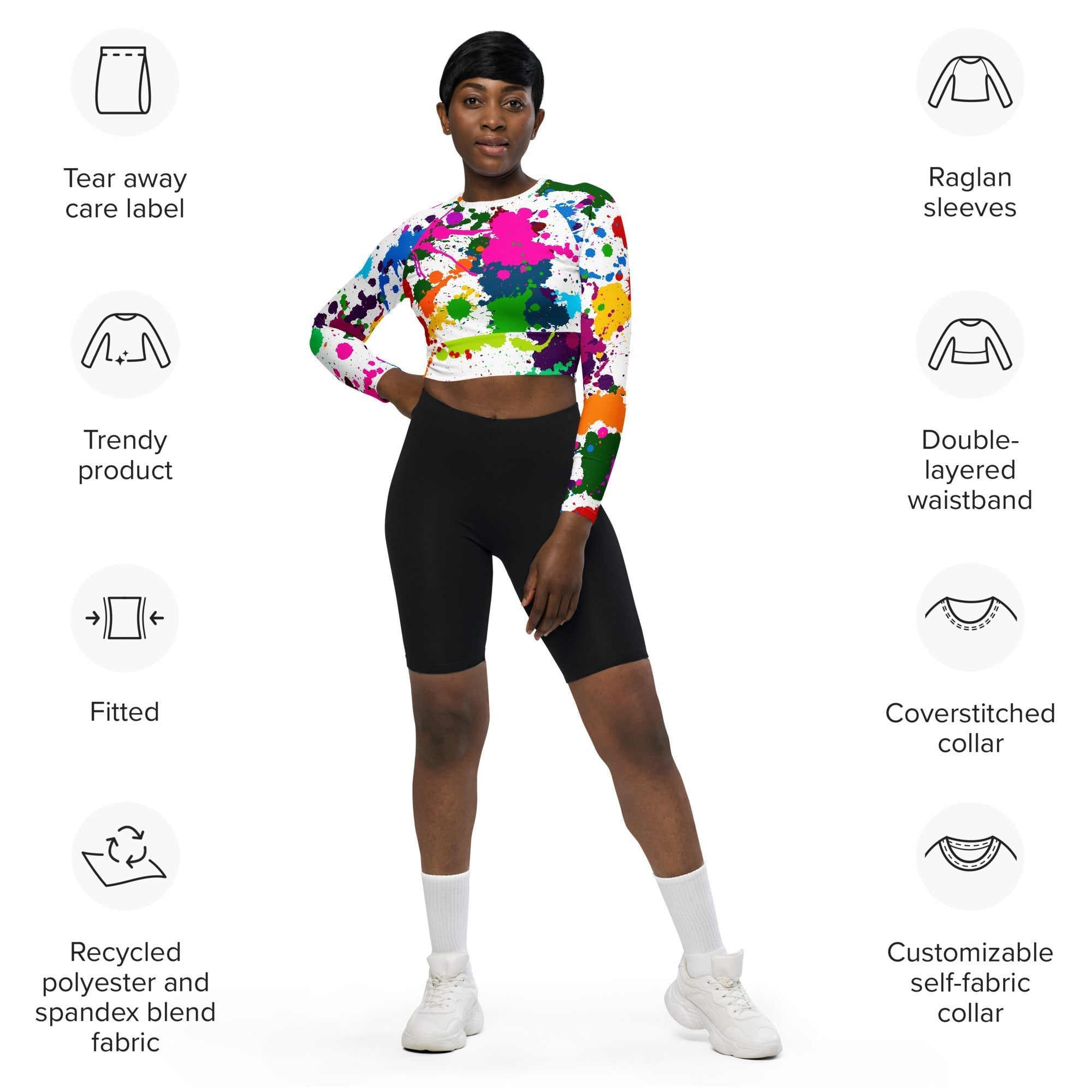 Color Splash Recycled Long-sleeve Crop Top