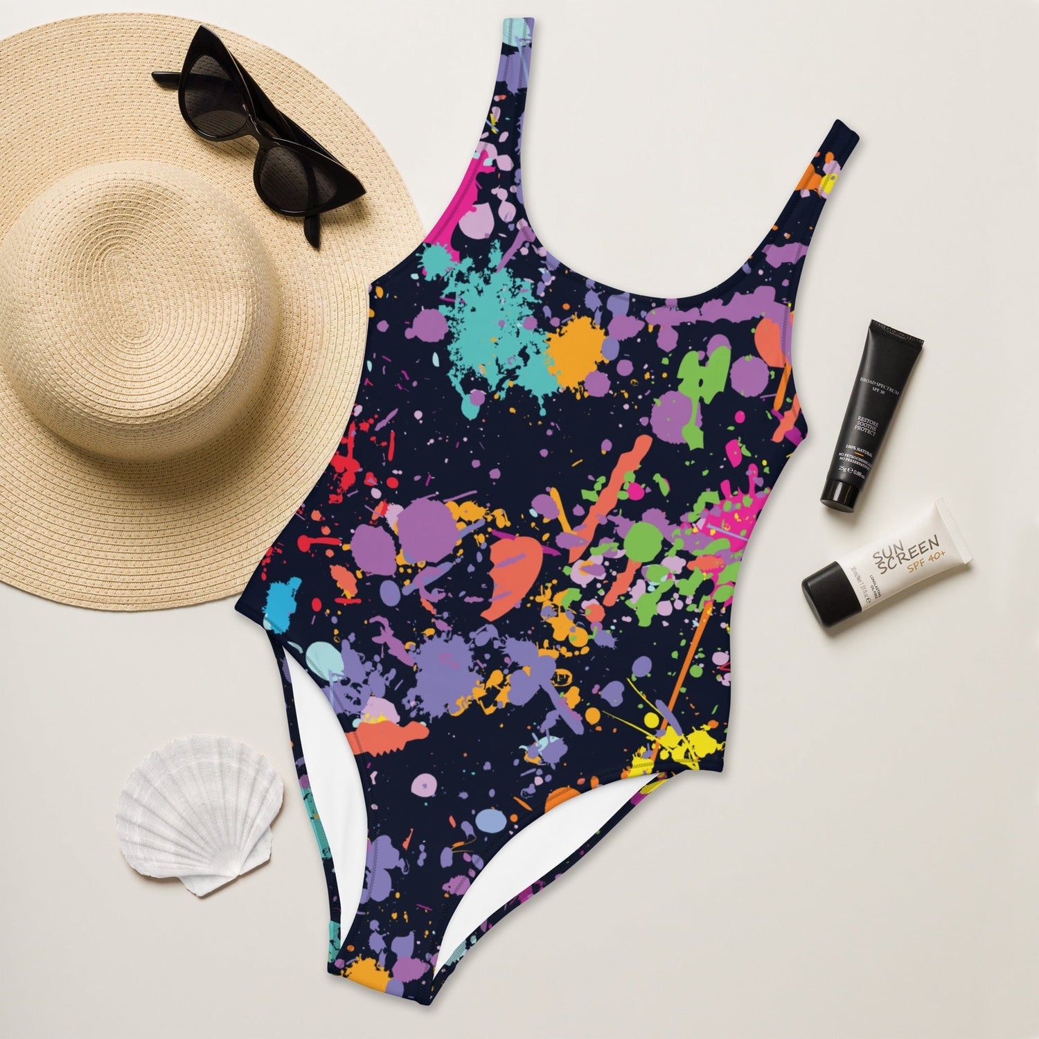 Holographic Abstract One Piece Swimsuite