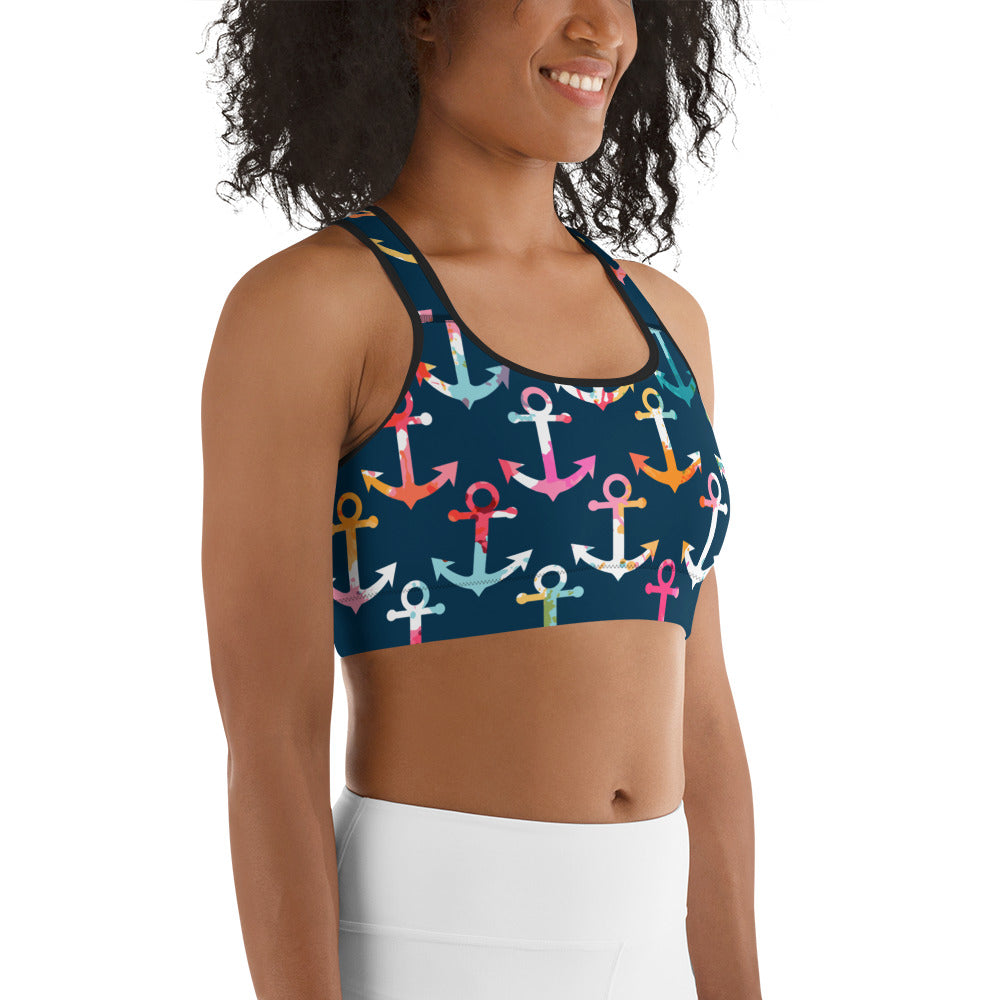 Colorful Anchor Sports Bra