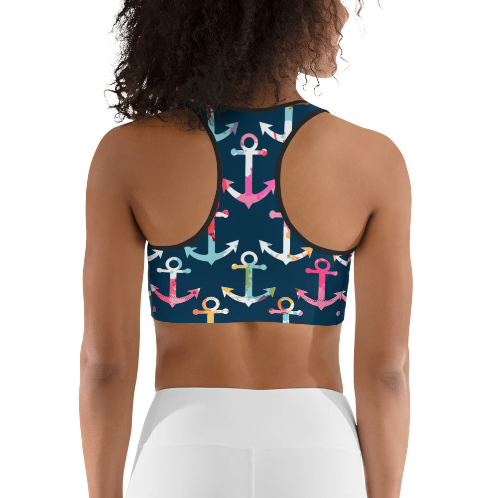 Colorful Anchor Sports Bra