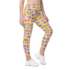 Colorful Birthday Crossover Leggings With Pockets