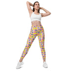 Colorful Birthday Crossover Leggings With Pockets