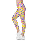Colorful Birthday Crossover Leggings With Pockets