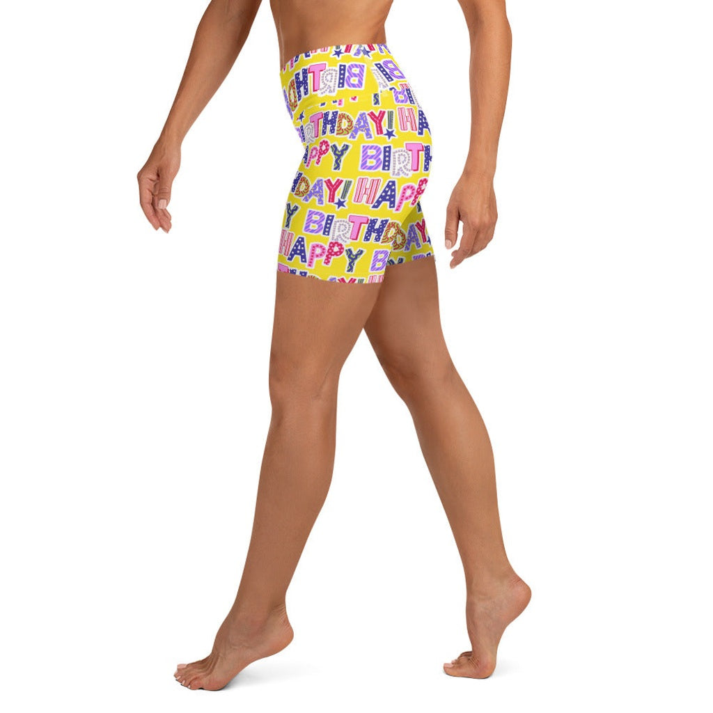 Colorful Birthday Yoga Shorts