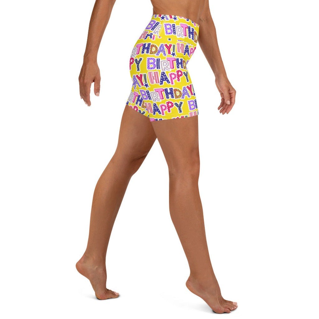 Colorful Birthday Yoga Shorts