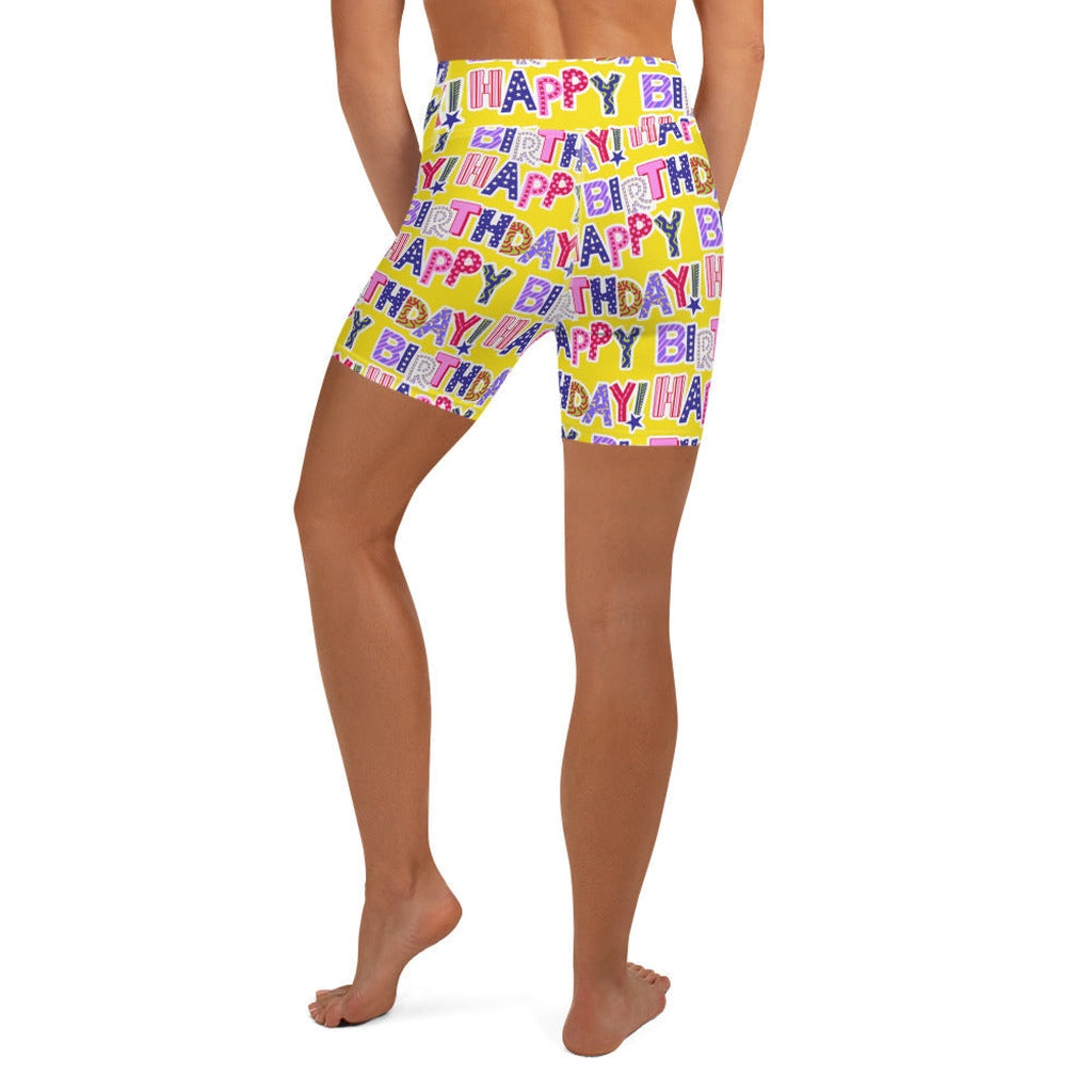 Colorful Birthday Yoga Shorts