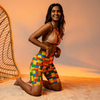 Colorful Blocks Biker Shorts