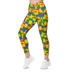 Colorful Blocks Crossover Leggings With Pockets