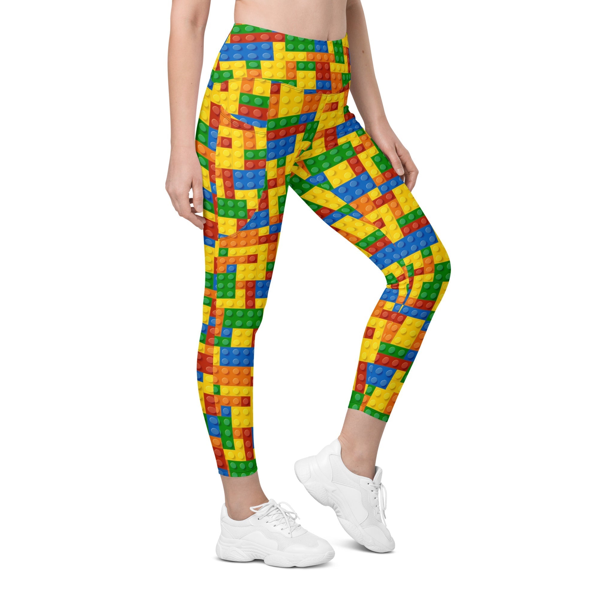 Colorful Blocks Leggings With Pockets