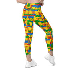 Colorful Blocks Leggings With Pockets