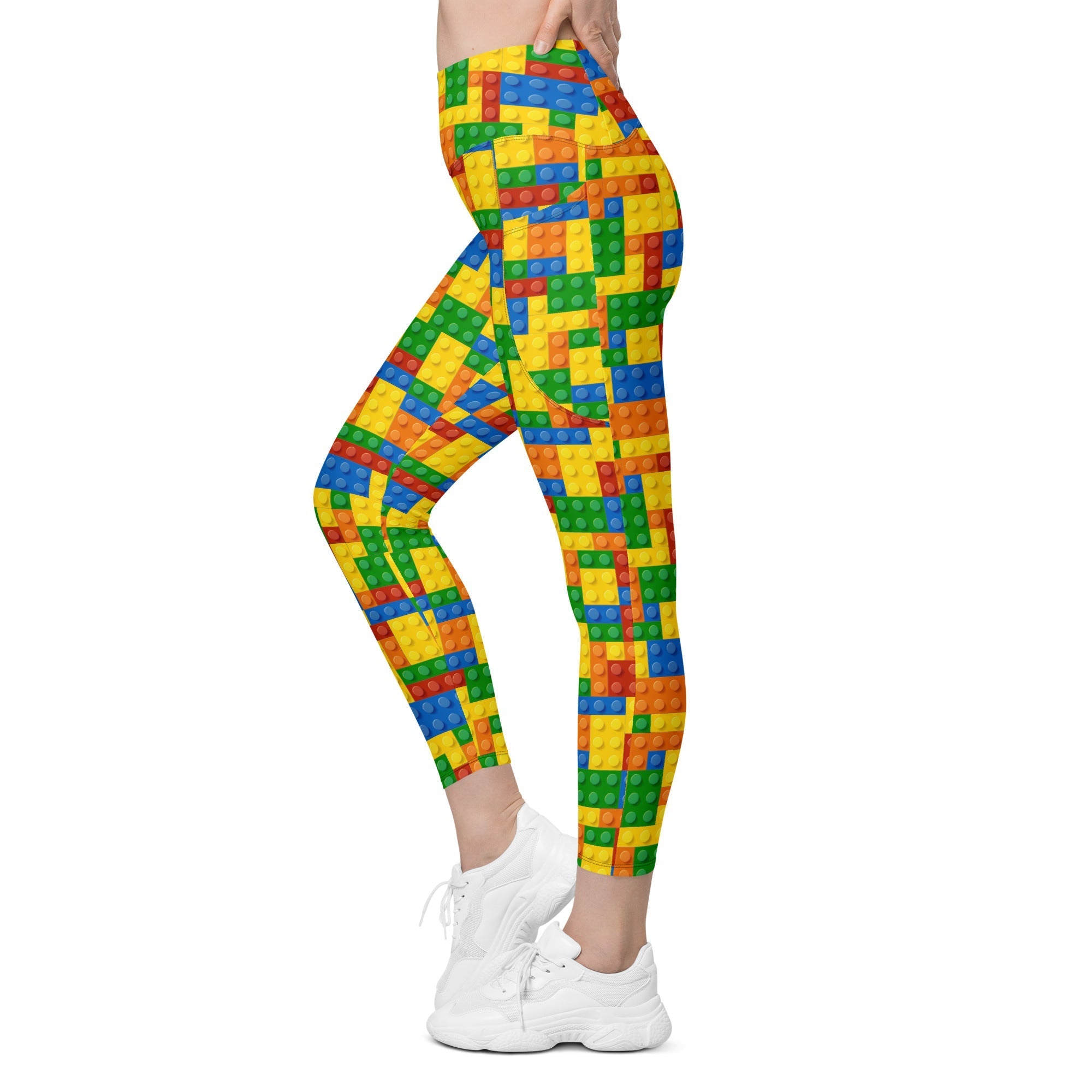 Colorful Blocks Leggings With Pockets