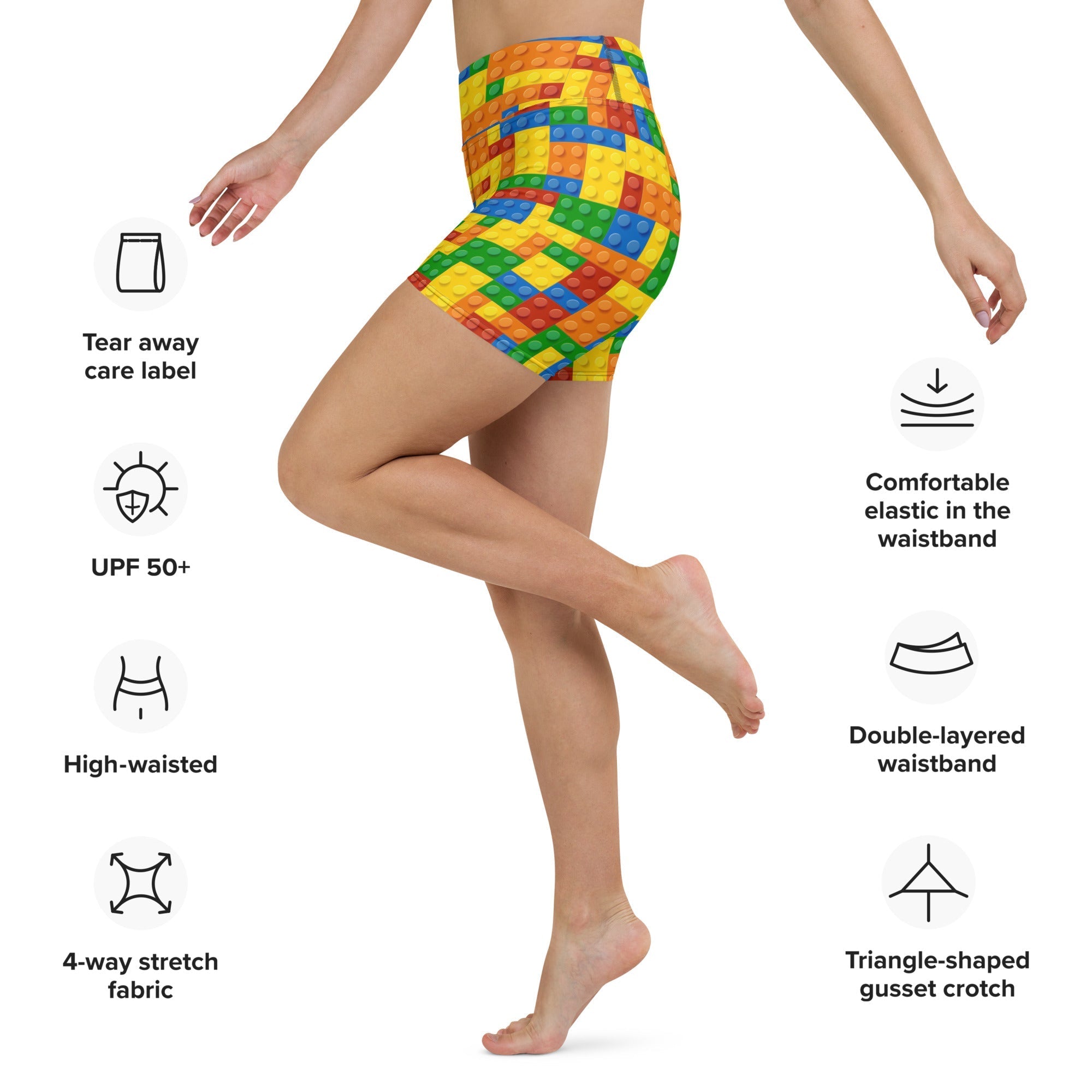 Colorful Blocks Yoga Shorts