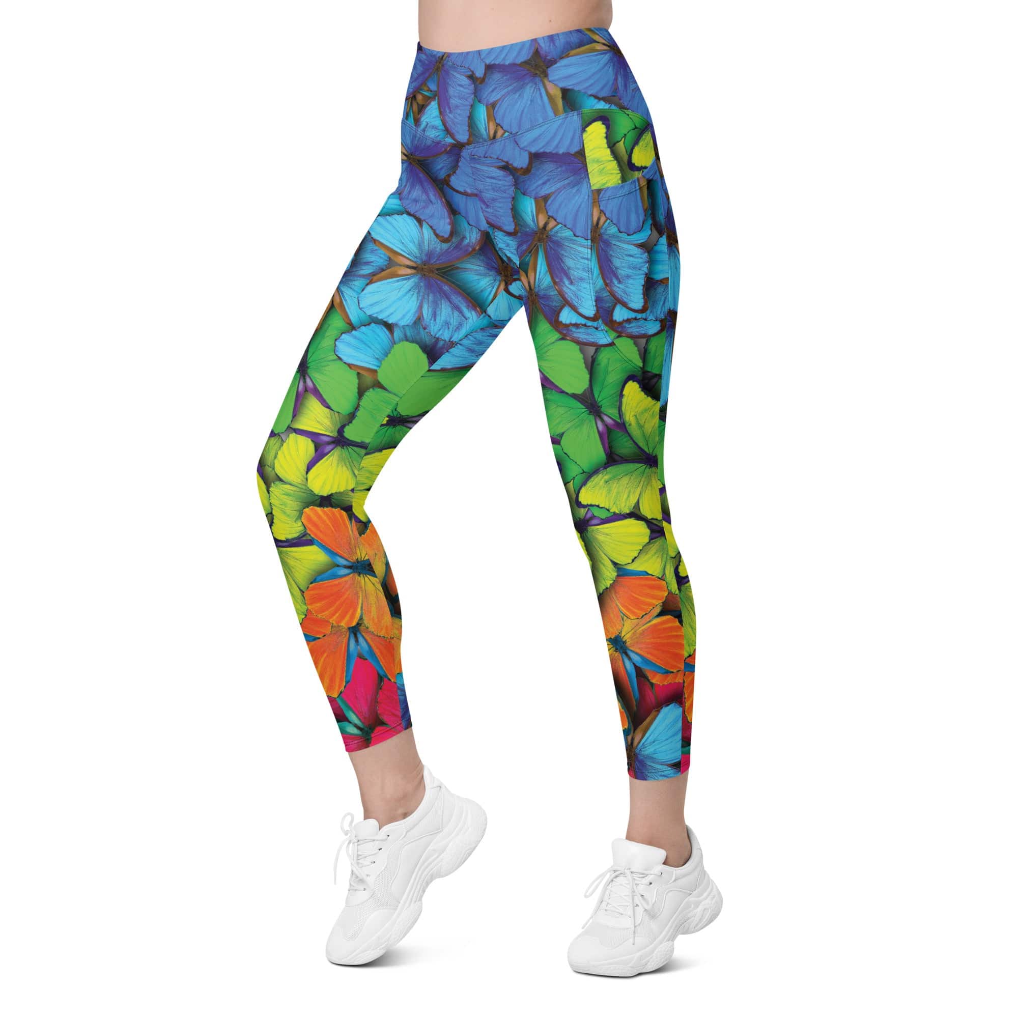 Colorful Butterflies Leggings With Pockets