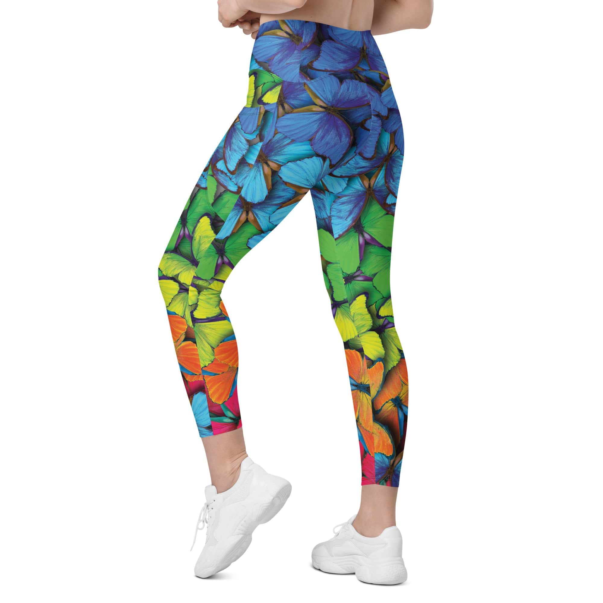 Colorful Butterflies Leggings With Pockets
