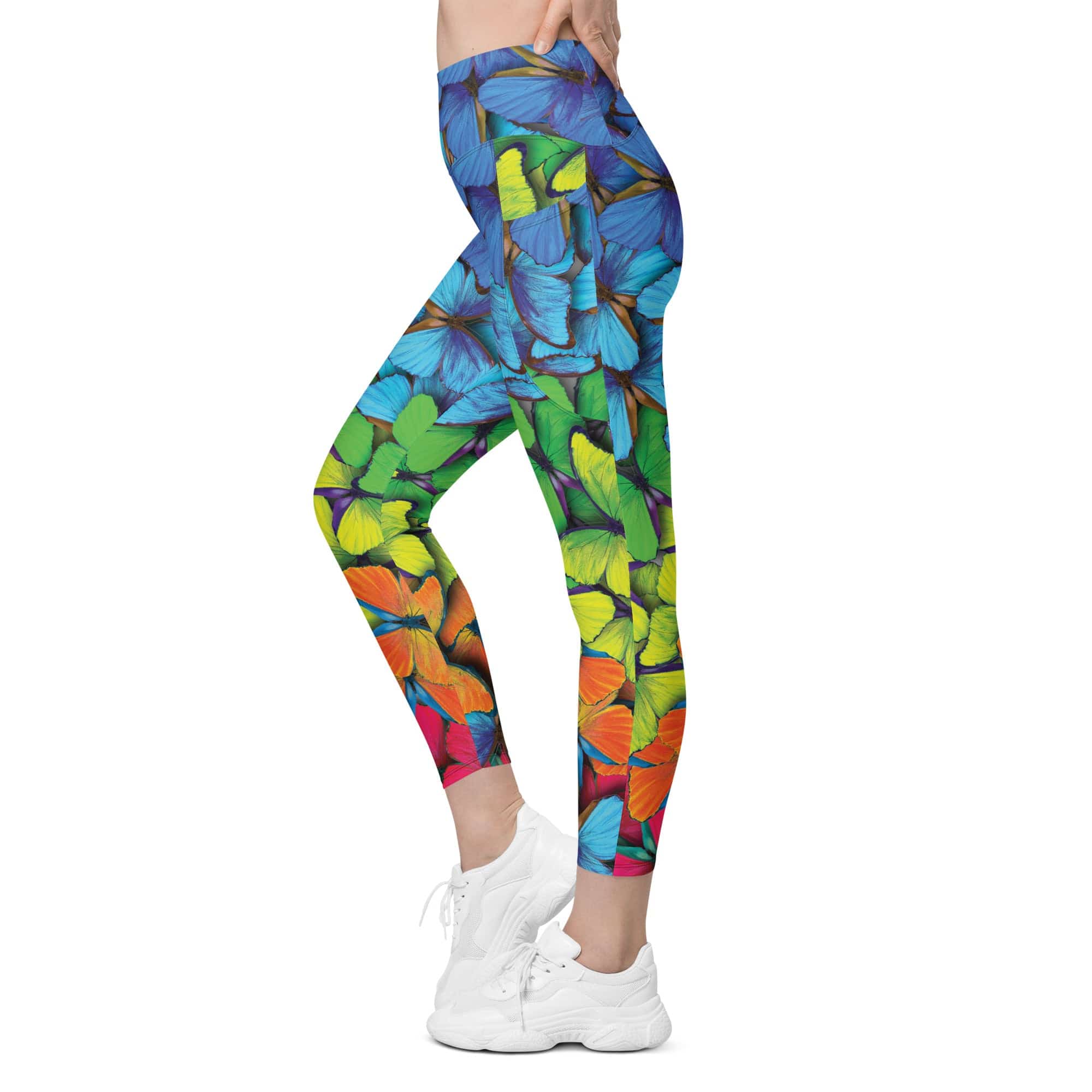 Colorful Butterflies Leggings With Pockets